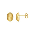 14K Yellow Gold Oval Button Earrings