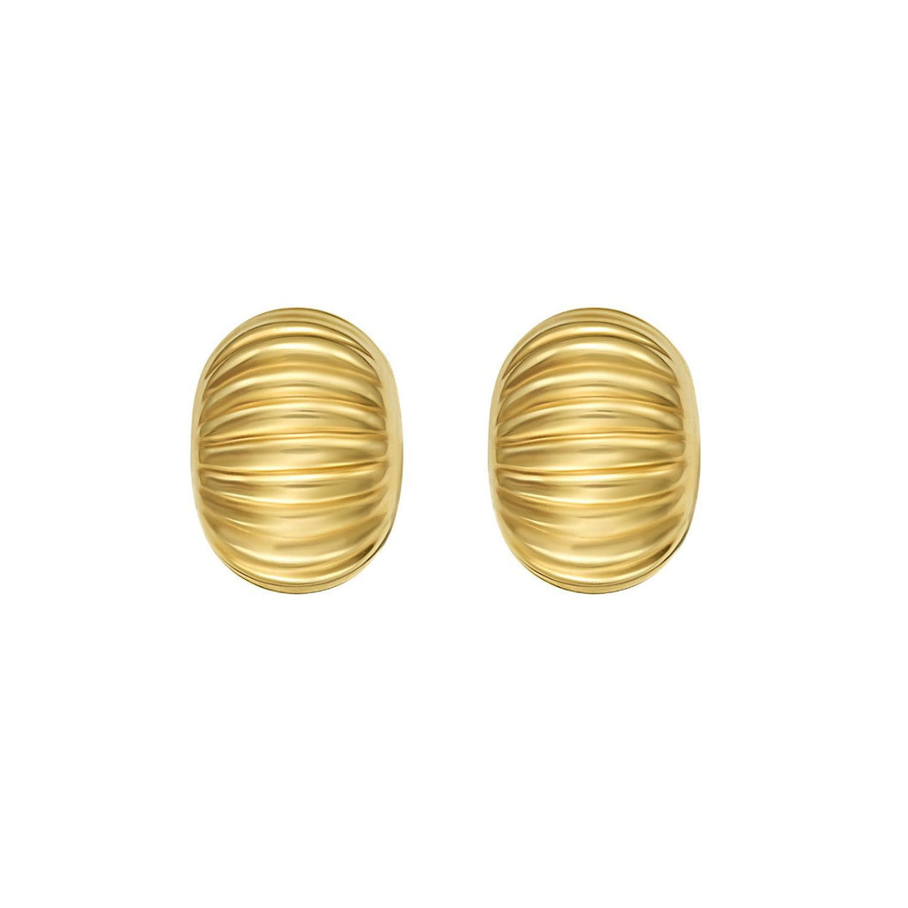 14K Yellow Gold Oval Button Earrings