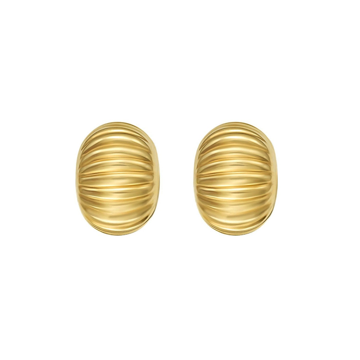 14K Yellow Gold Oval Button Earrings