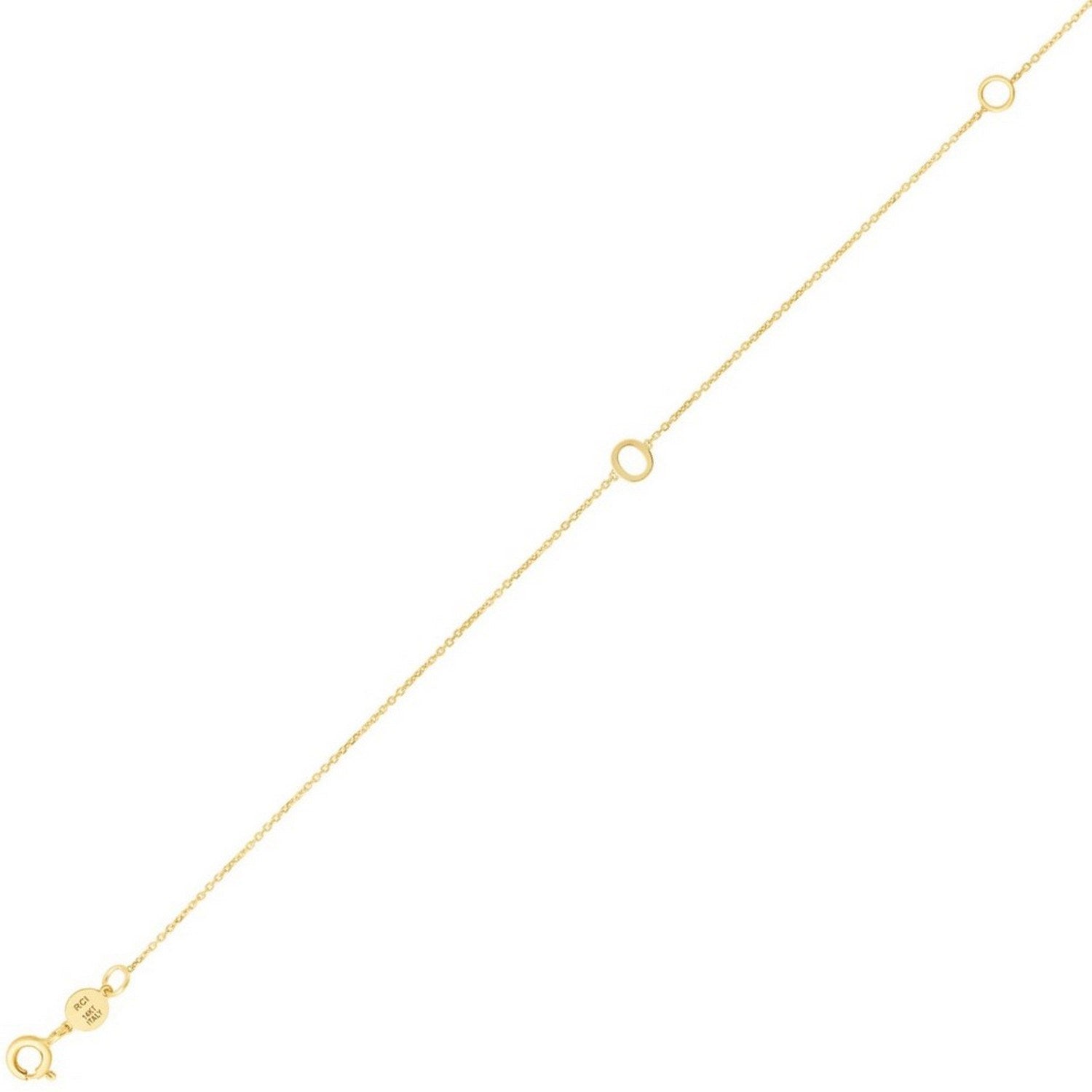 14K Yellow Gold Mini Initial O Bracelet