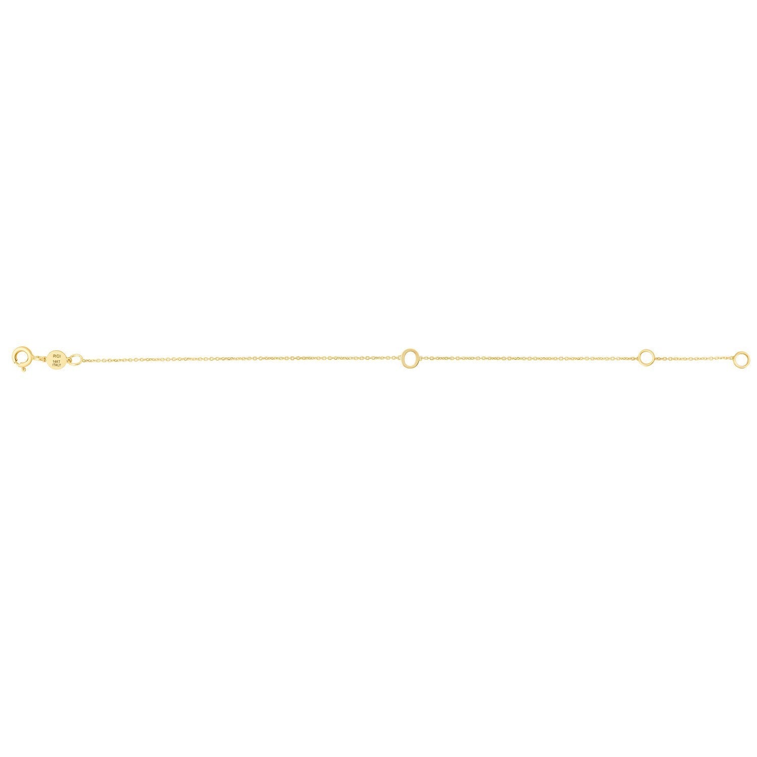 14K Yellow Gold Mini Initial O Bracelet