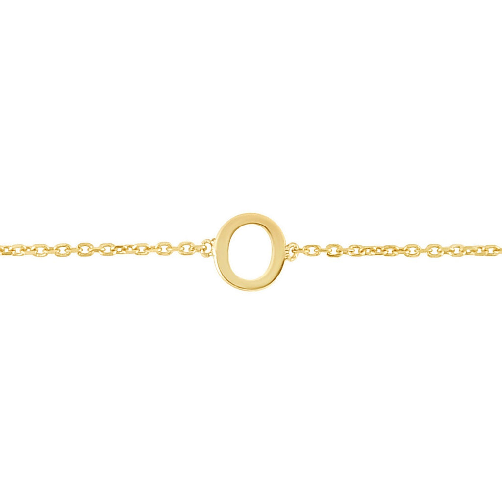 14K Yellow Gold Mini Initial O Bracelet