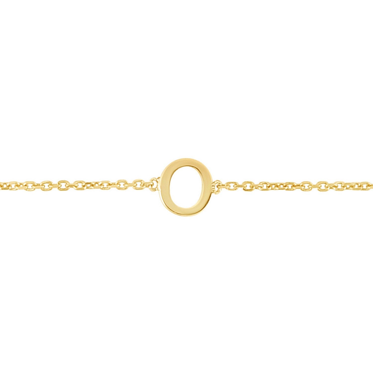 14K Yellow Gold Mini Initial O Bracelet