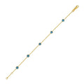 14K Yellow Gold Blue Topaz Station Bracelet