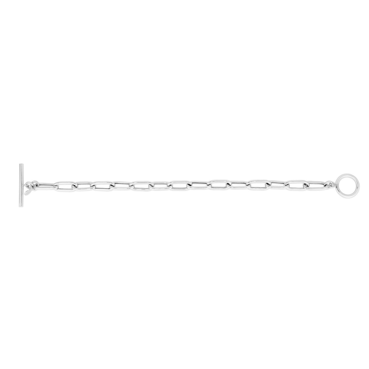 Sterling Silver Rhodium Plated Paperclip Toggle Necklace
