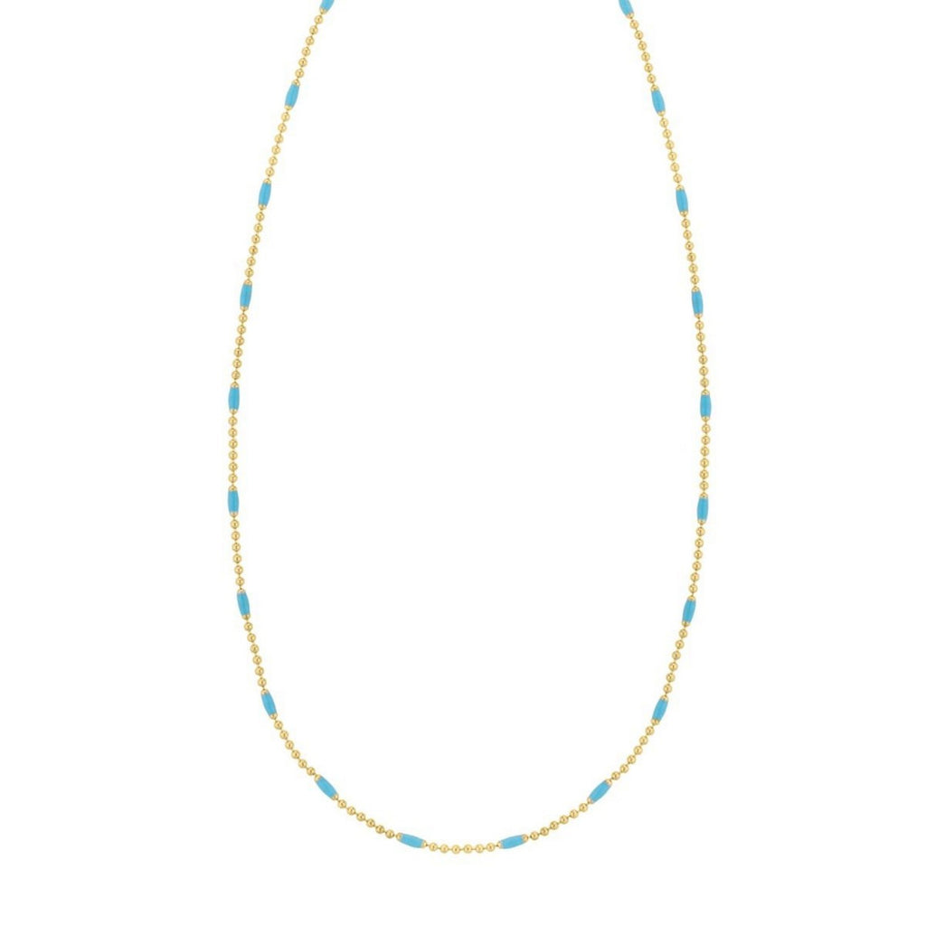 Sterling Silver Gold Plated Blue Enamel Beaded Necklace