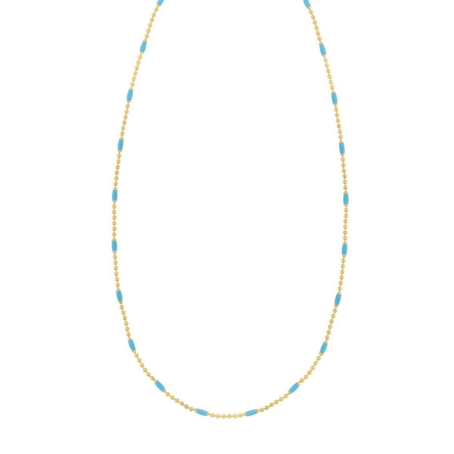 Sterling Silver Gold Plated Blue Enamel Beaded Necklace