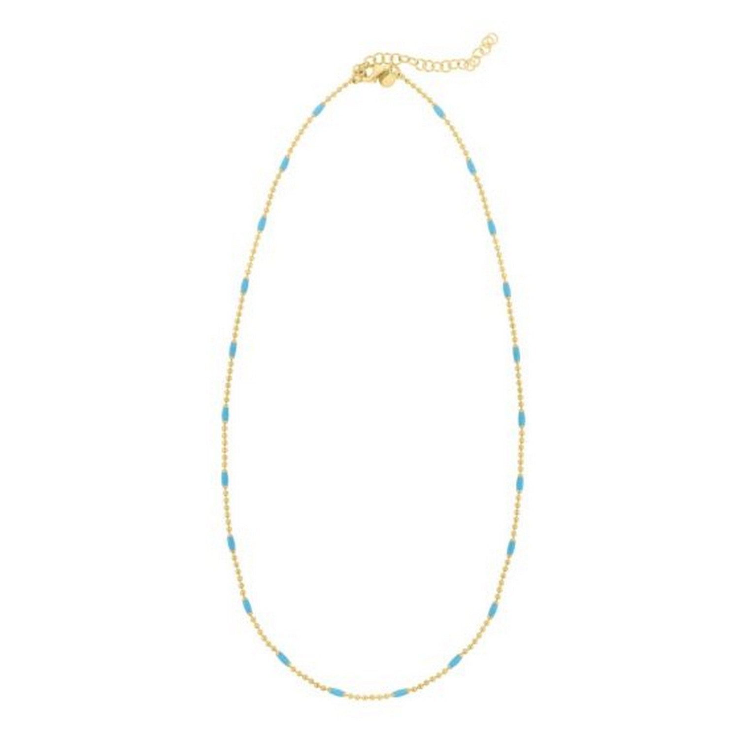Sterling Silver Gold Plated Blue Enamel Beaded Necklace