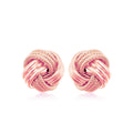 14k Rose Gold Love Knot with Ridge Texture Earrings