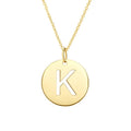 14K Yellow Gold Disc Initial K Pendant