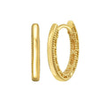 14K Yellow Gold Mini Beaded Oval Huggie Earrings