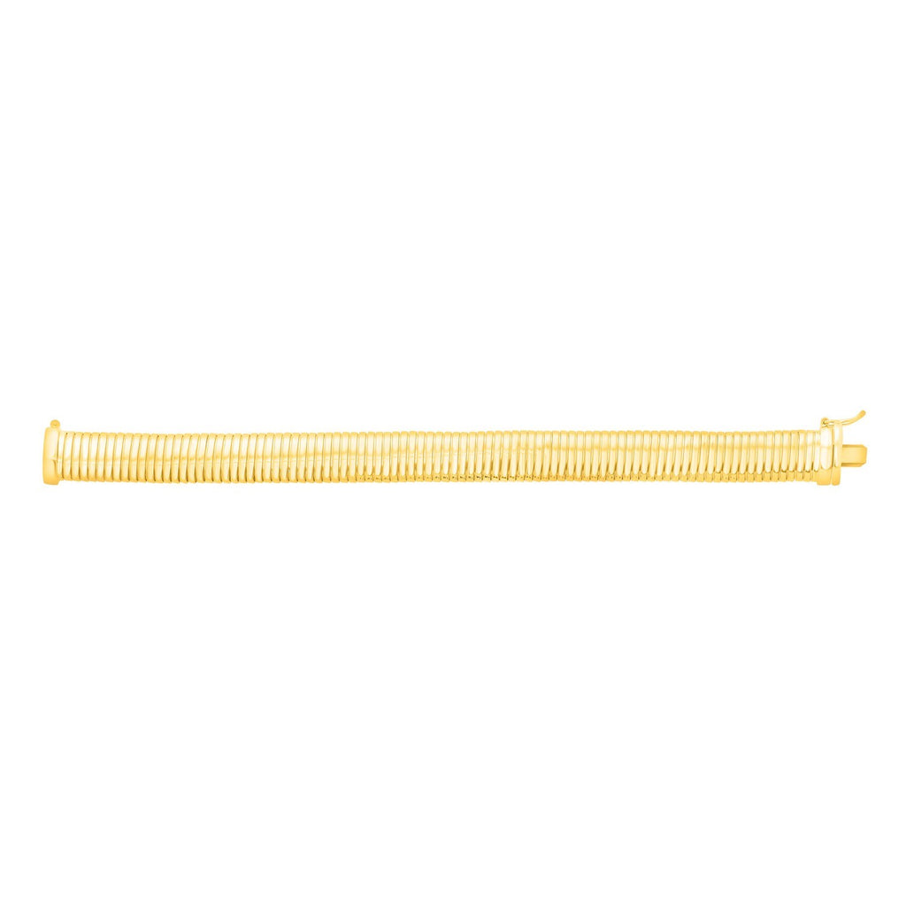Sterling Silver Yellow Gold Plated Standard Thick Tubogas Bracelet (12.00 mm)