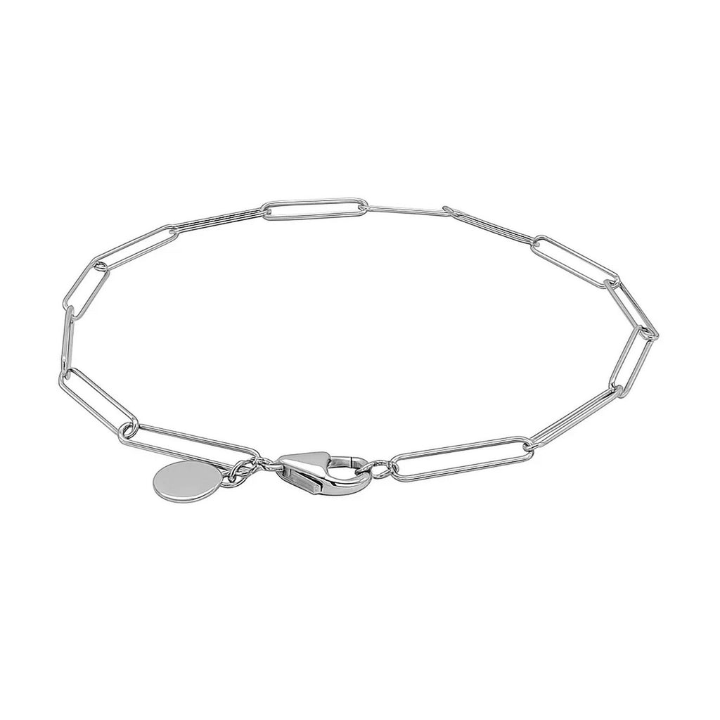 14k White Gold Wire Paperclip Bracelet  (2.70 mm)