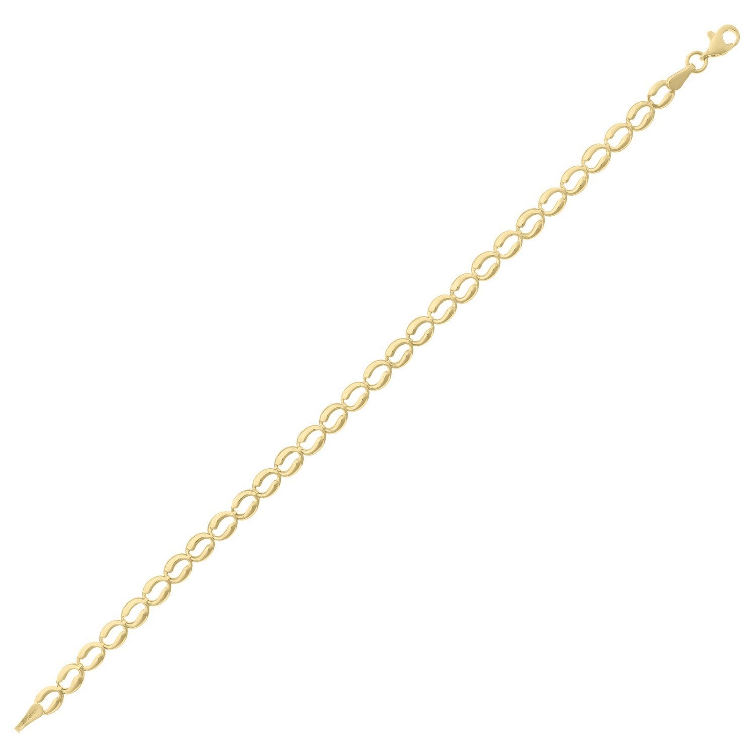10K Yellow Gold Fancy Open Oval Link Bracelet