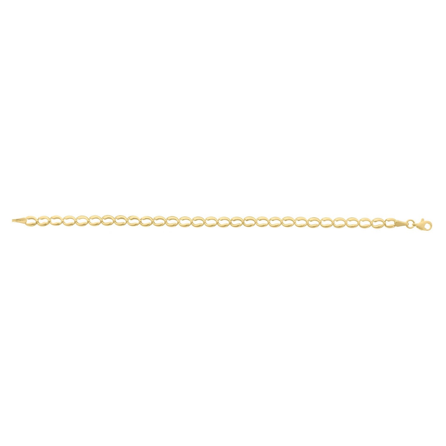 10K Yellow Gold Fancy Open Oval Link Bracelet