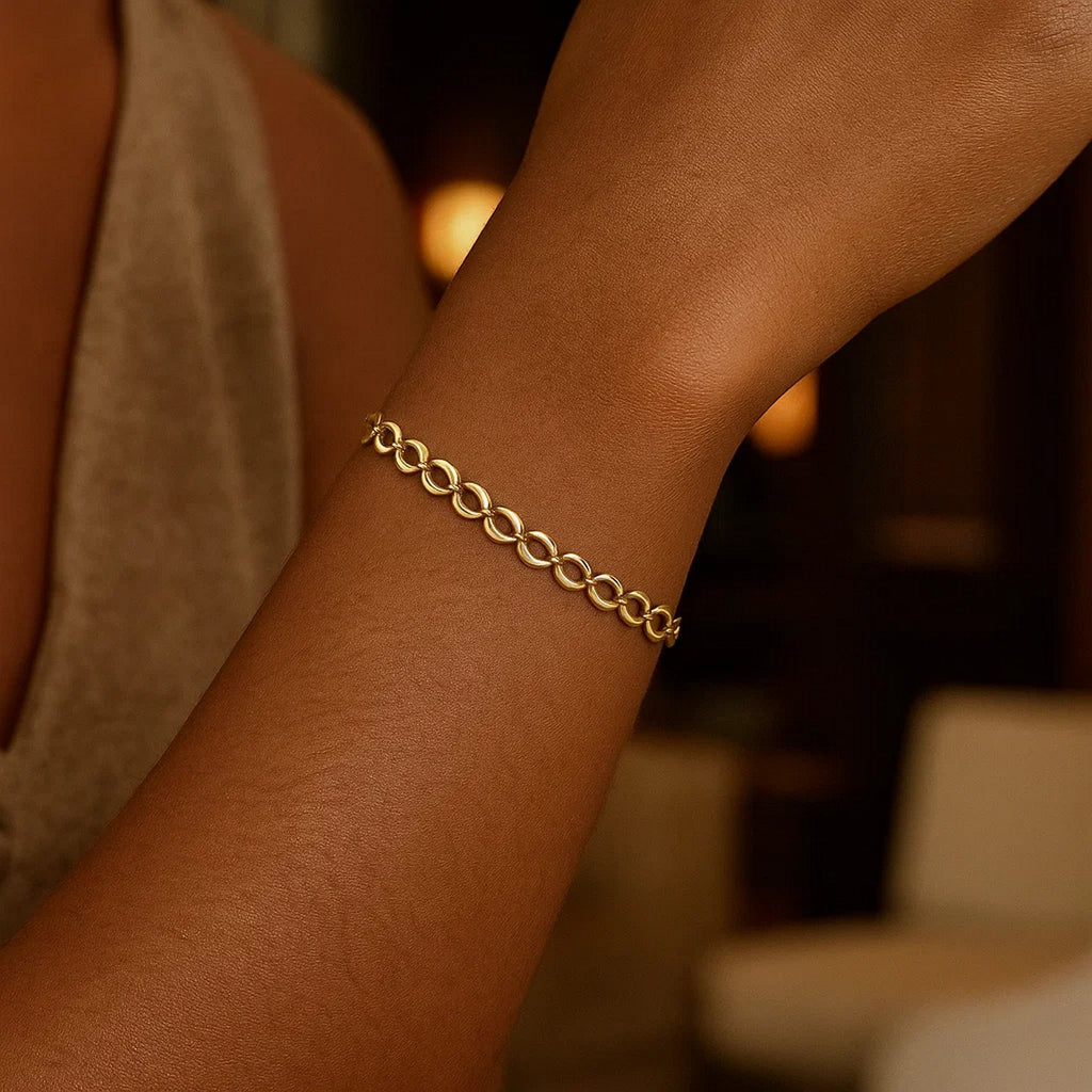 10K Yellow Gold Fancy Open Oval Link Bracelet
