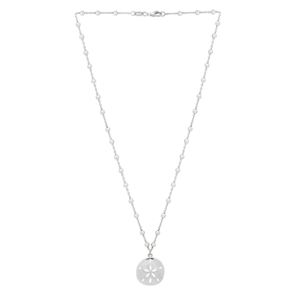 Sterling Silver Rhodium Plated Sand Dollar Necklace