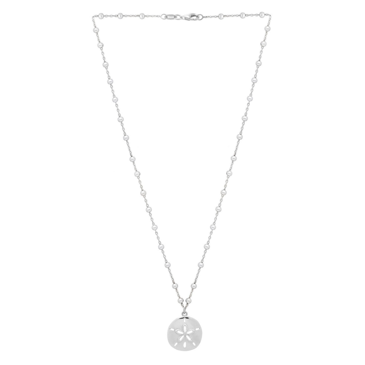Sterling Silver Rhodium Plated Sand Dollar Necklace
