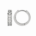 Sterling Silver Channel Set CZ Hoop Earrings (3x15 mm)
