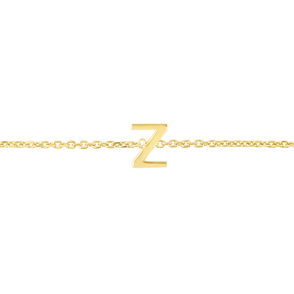 14K Yellow Gold Mini Initial Z Bracelet