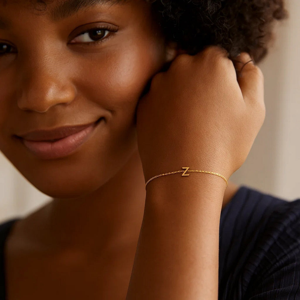 14K Yellow Gold Mini Initial Z Bracelet