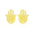 14k Yellow Gold Polished Hand of Hamsa Post Earrings