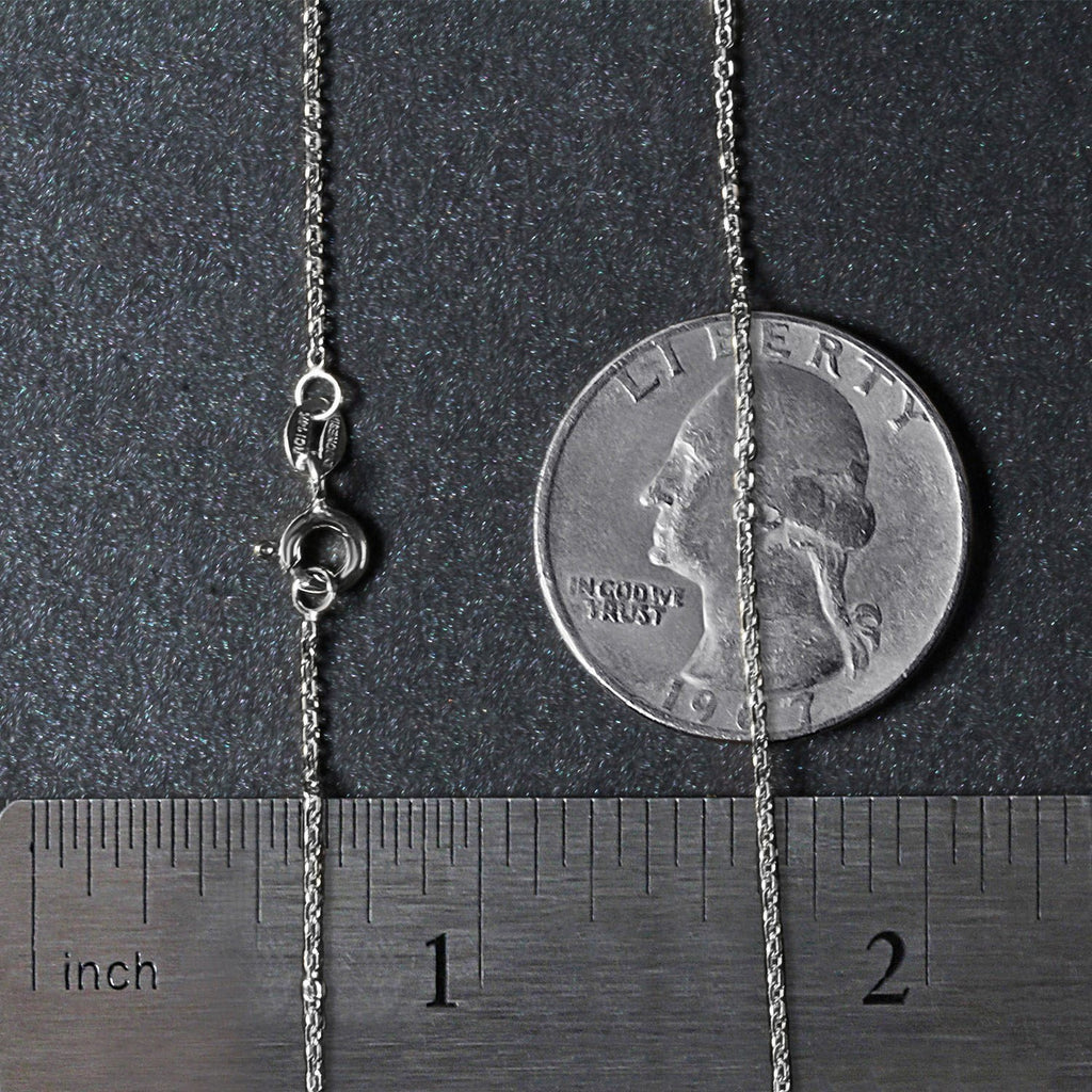 18k White Gold Diamond Cut Cable Link Chain (1.10 mm)