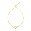 Adjustable Puffed Heart Draw String Bracelet in 14K Yellow Gold