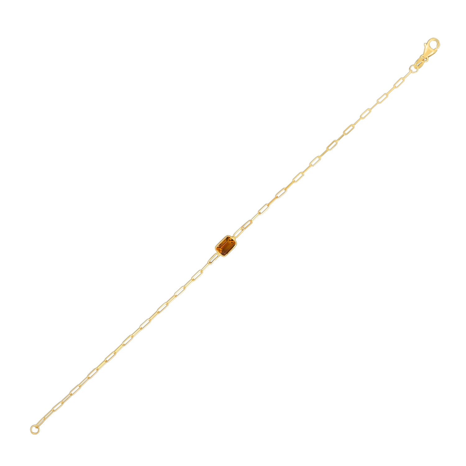 14K Yellow Gold Citrine Paperclip Bracelet (1.50 mm)