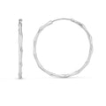 Sterling Silver Rhodium Plated Bamboo Hoop Earrings