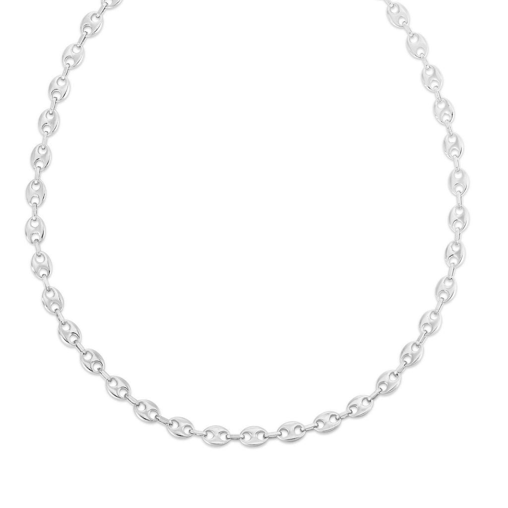 Sterling Silver Rhodium Plated Puffed Mariner Chain (3.70 mm)