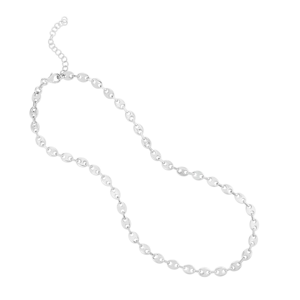 Sterling Silver Rhodium Plated Puffed Mariner Chain (3.70 mm)