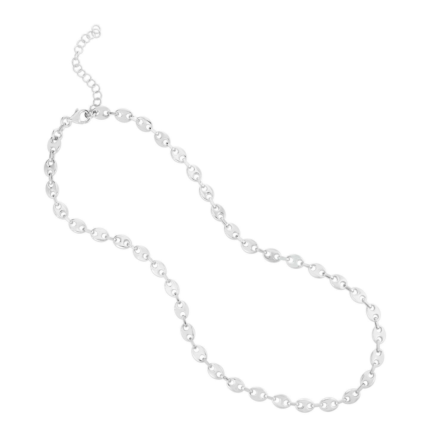Sterling Silver Rhodium Plated Puffed Mariner Chain (3.70 mm)