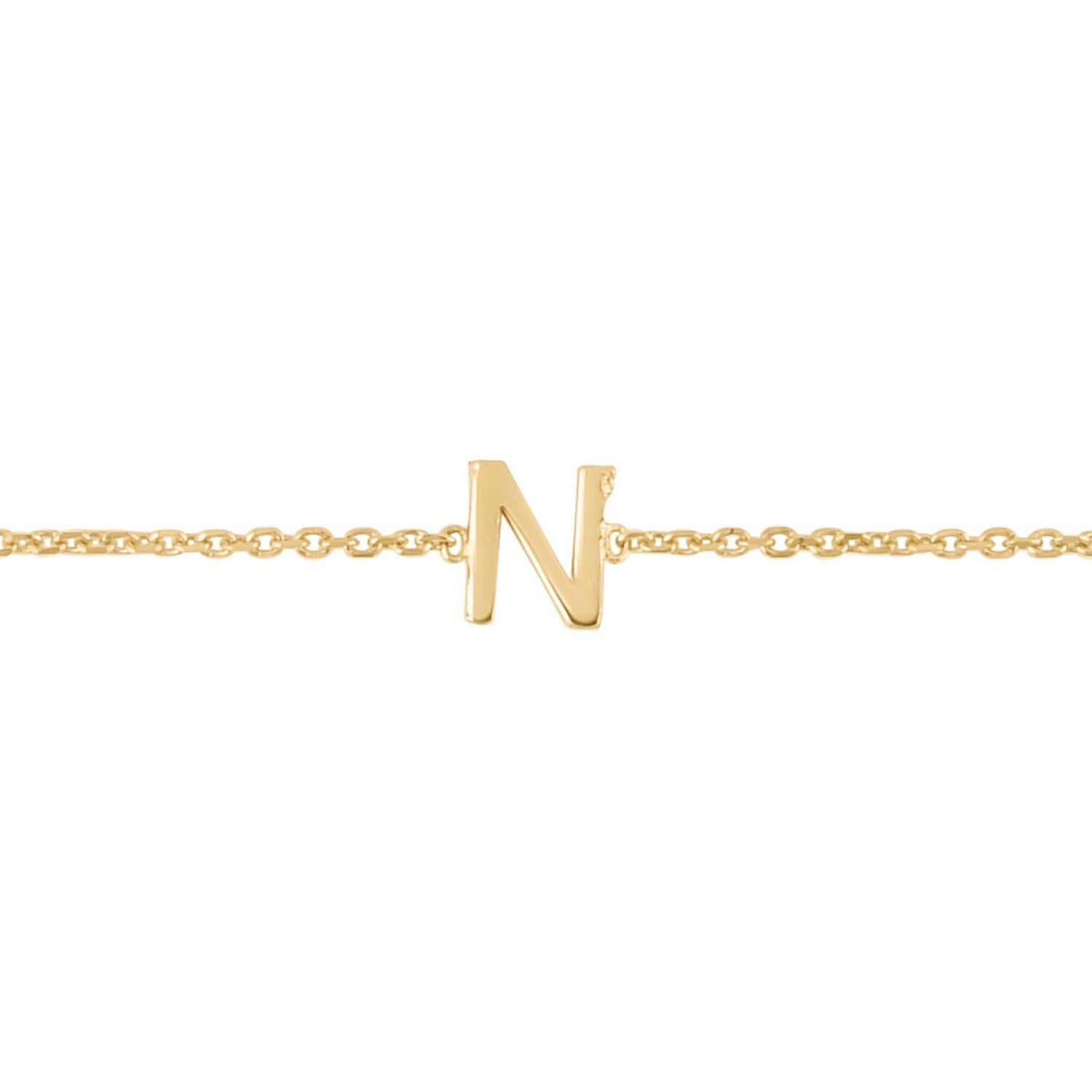 14K Yellow Gold Mini Initial N Bracelet