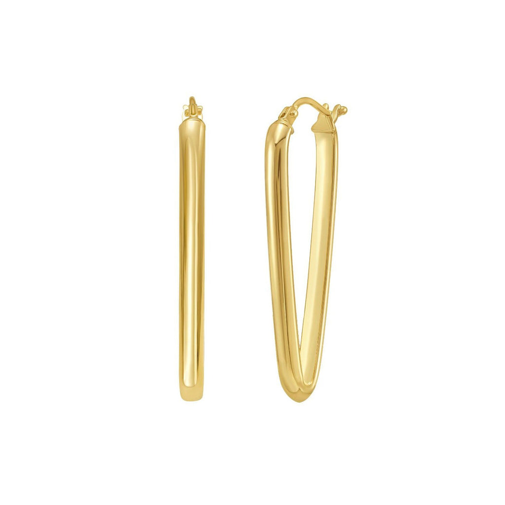 14K Yellow Gold V Hoop Earrings