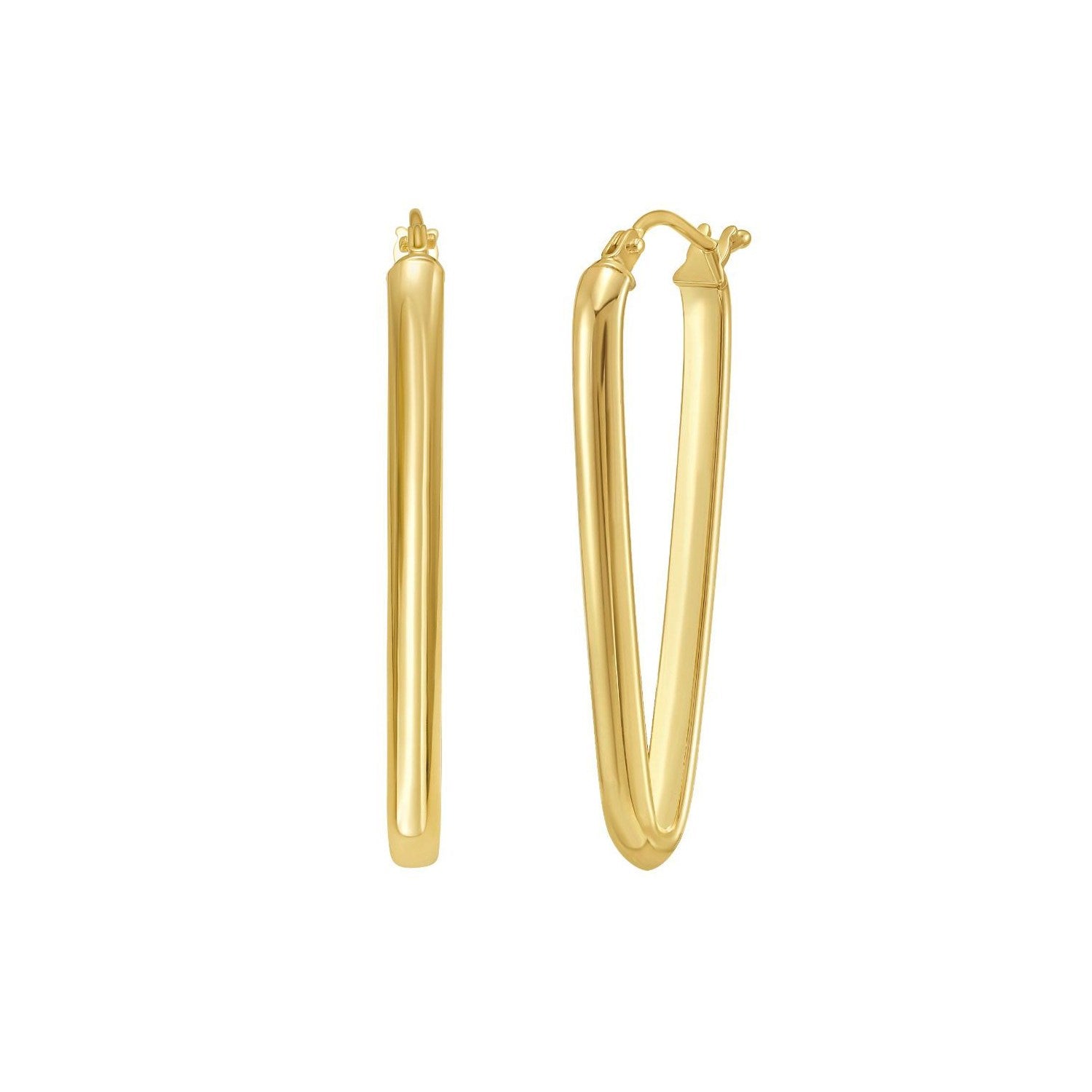 14K Yellow Gold V Hoop Earrings