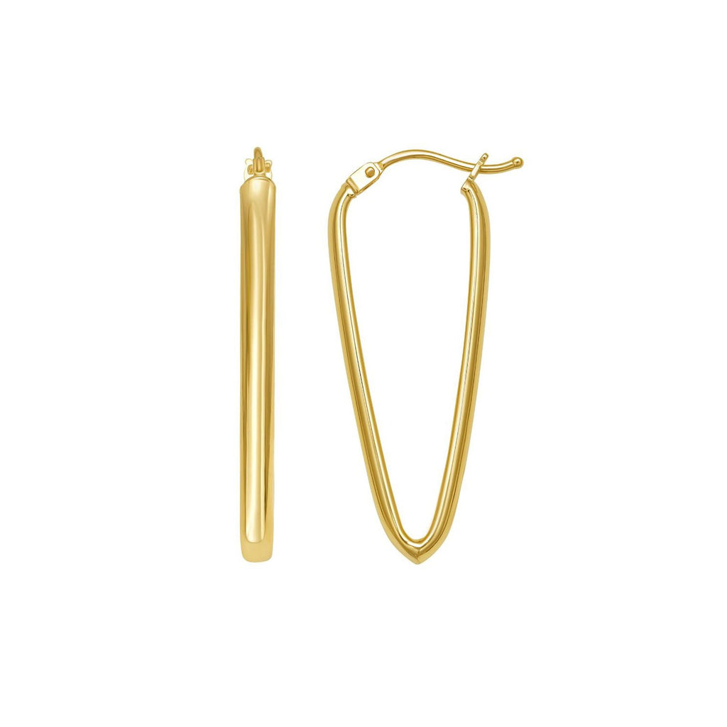 14K Yellow Gold V Hoop Earrings