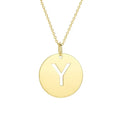 14K Yellow Gold Disc Initial Y Pendant