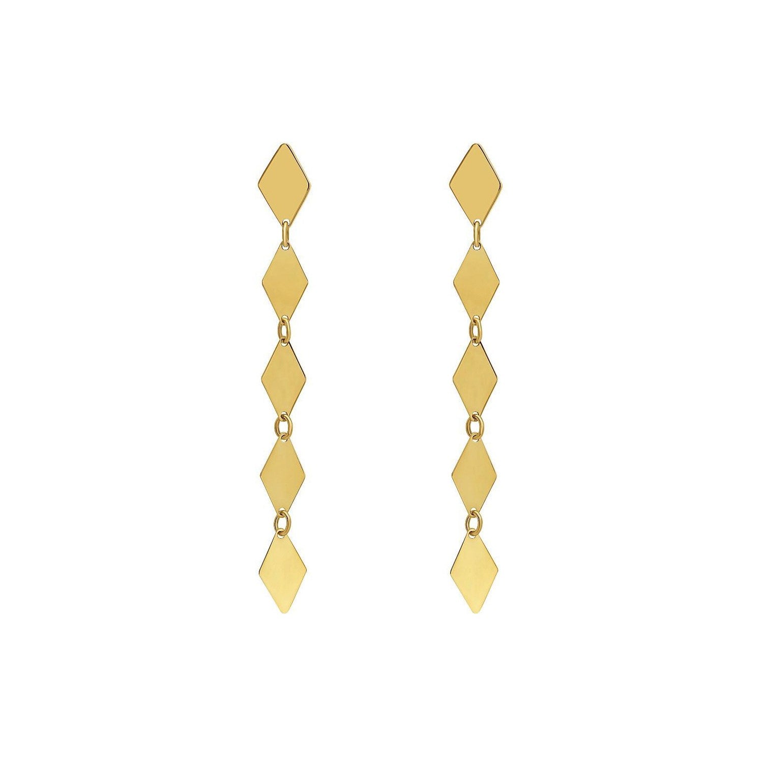 14K Yellow Gold Mirror Kite Link Drop Earrings