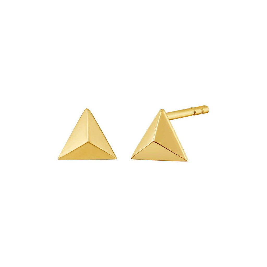 14K Yellow Gold Flat Back Triangle Earrings