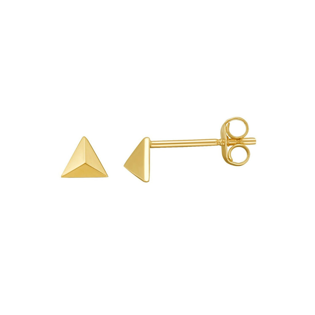 14K Yellow Gold Flat Back Triangle Earrings