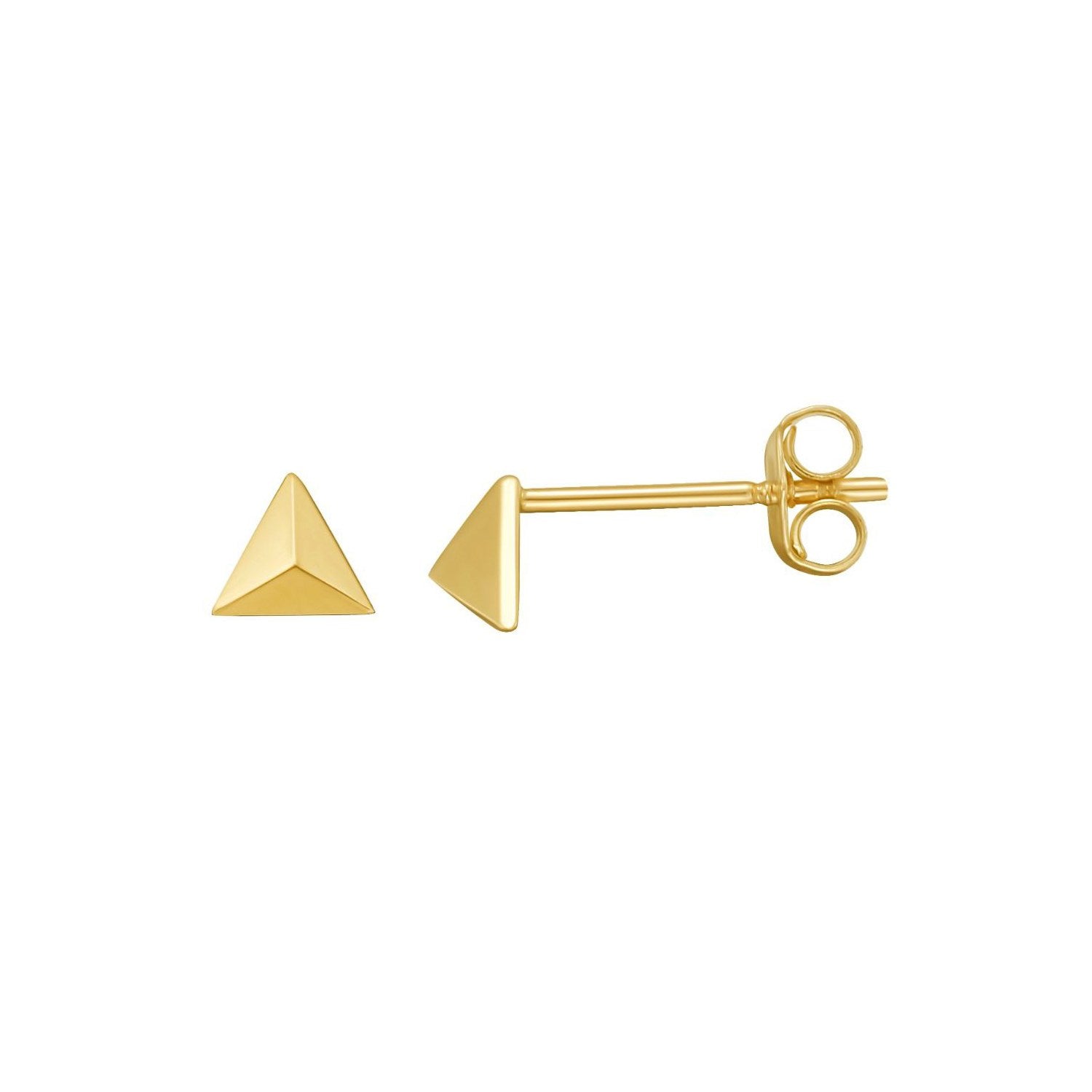 14K Yellow Gold Flat Back Triangle Earrings