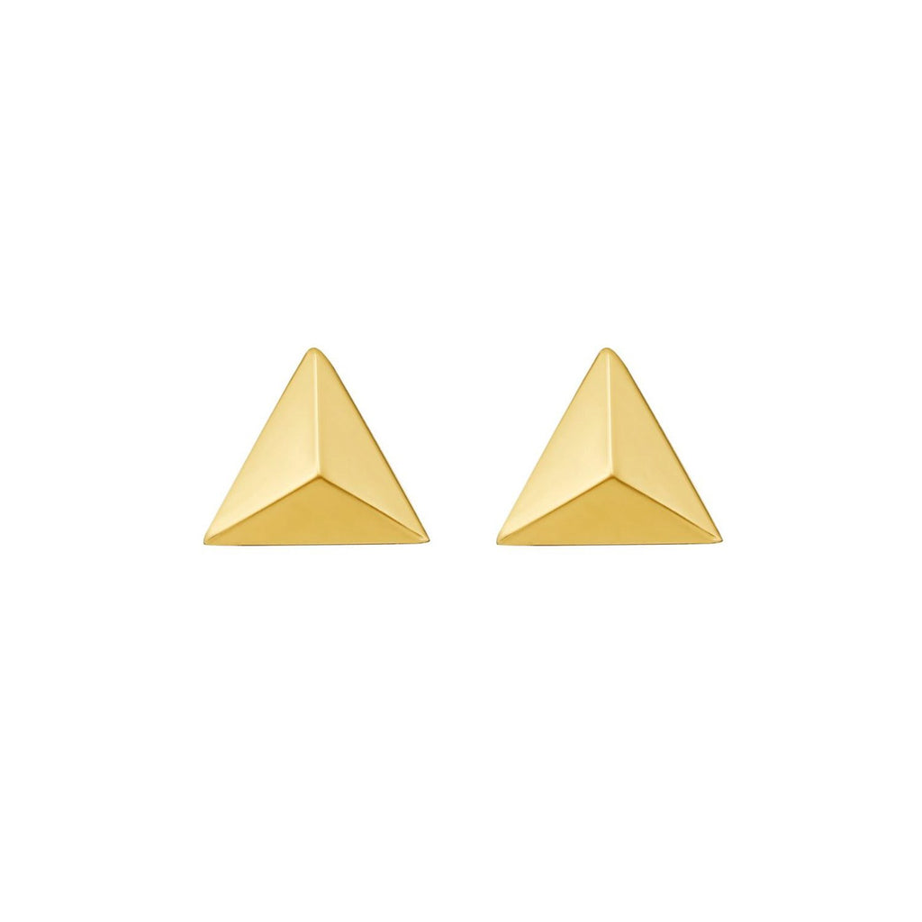 14K Yellow Gold Flat Back Triangle Earrings