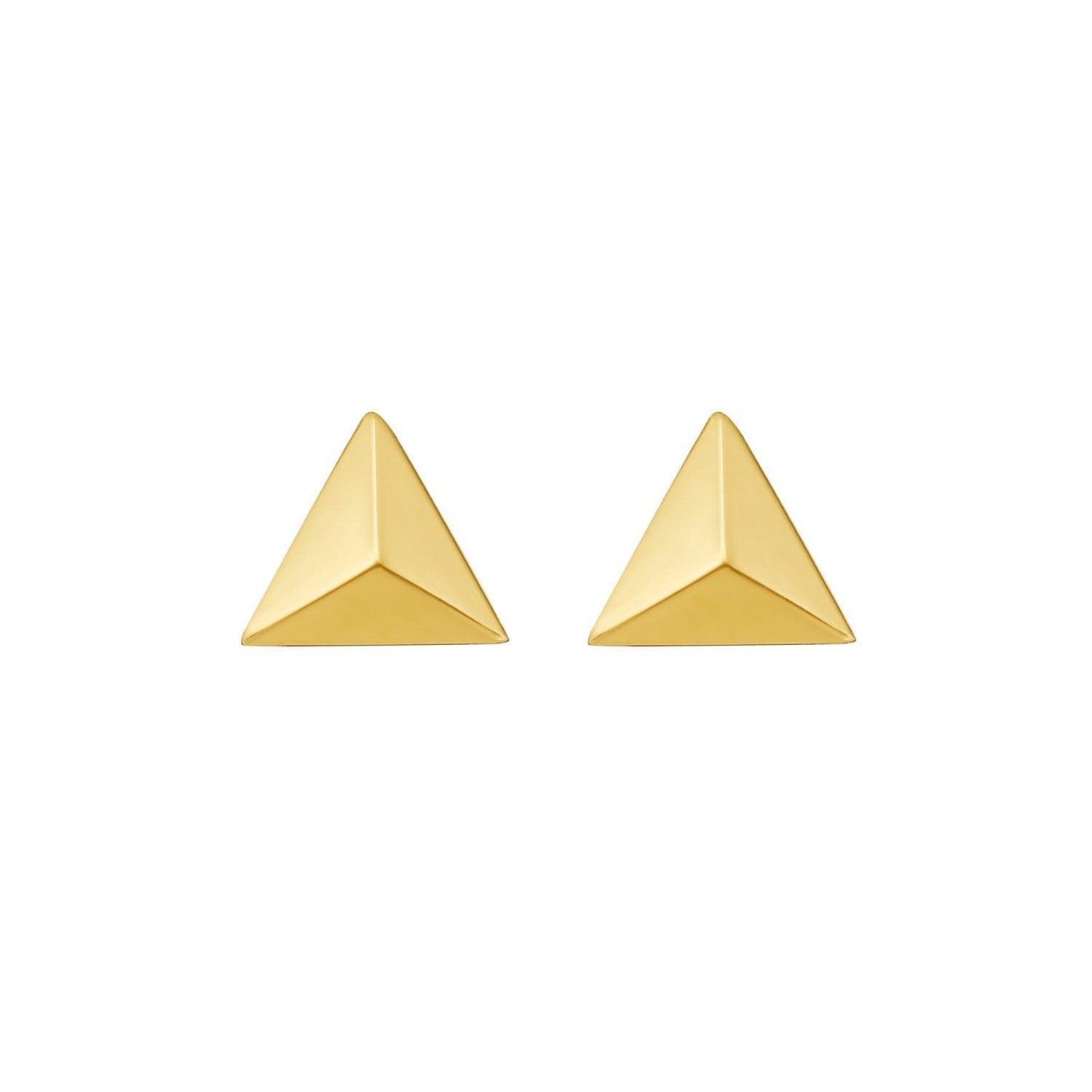 14K Yellow Gold Flat Back Triangle Earrings
