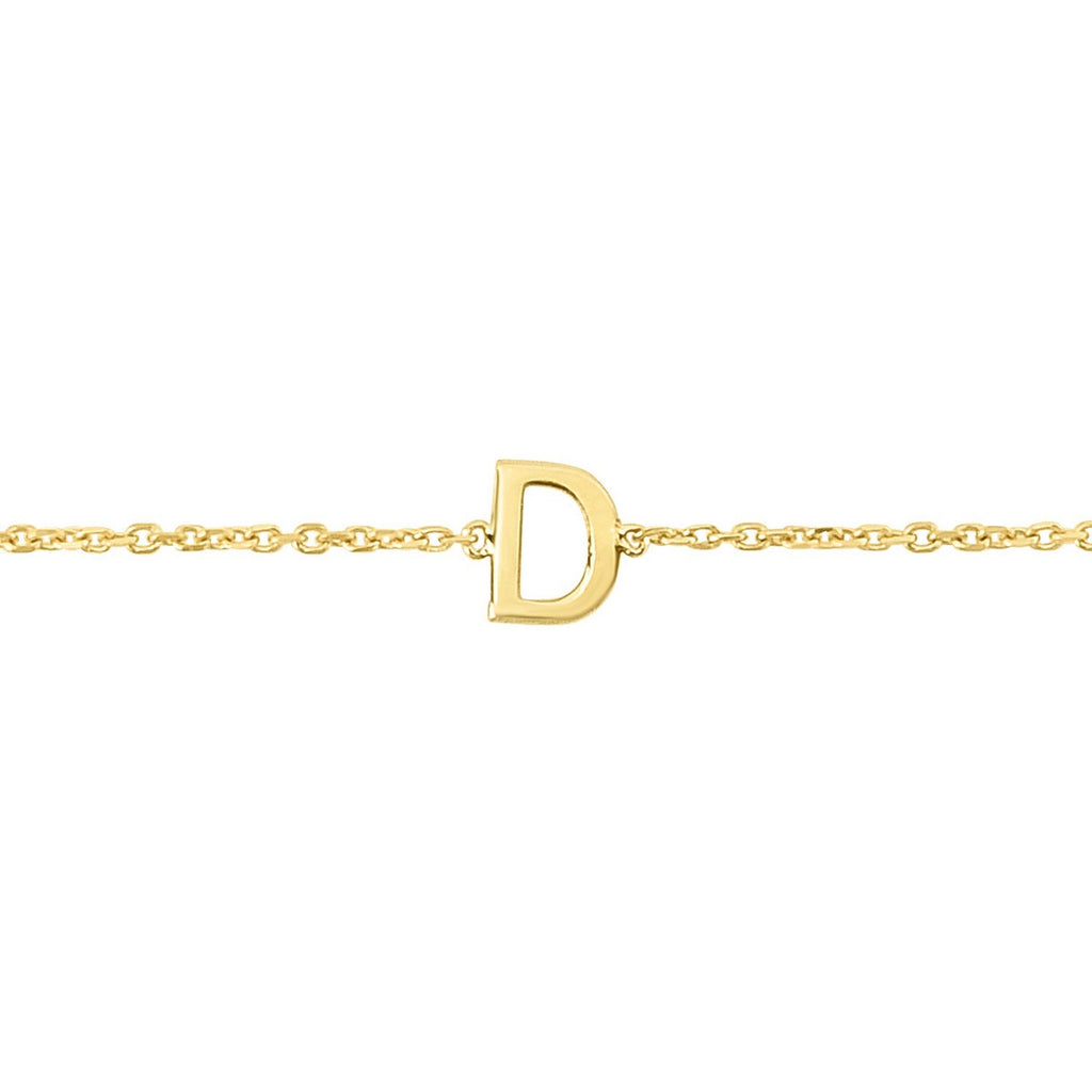 14K Yellow Gold Mini Initial D Bracelet