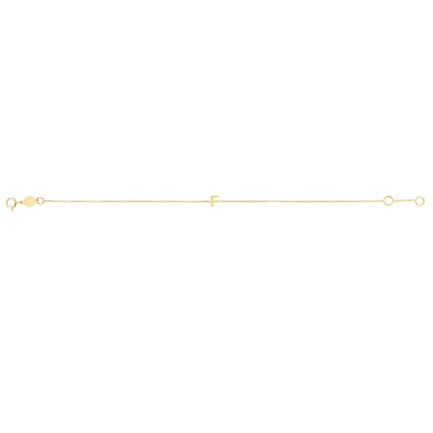 14K Yellow Gold Mini Initial F Bracelet
