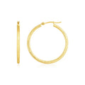 14K Yellow Gold Diamond Cut Hoop Earrings(2x30mm)