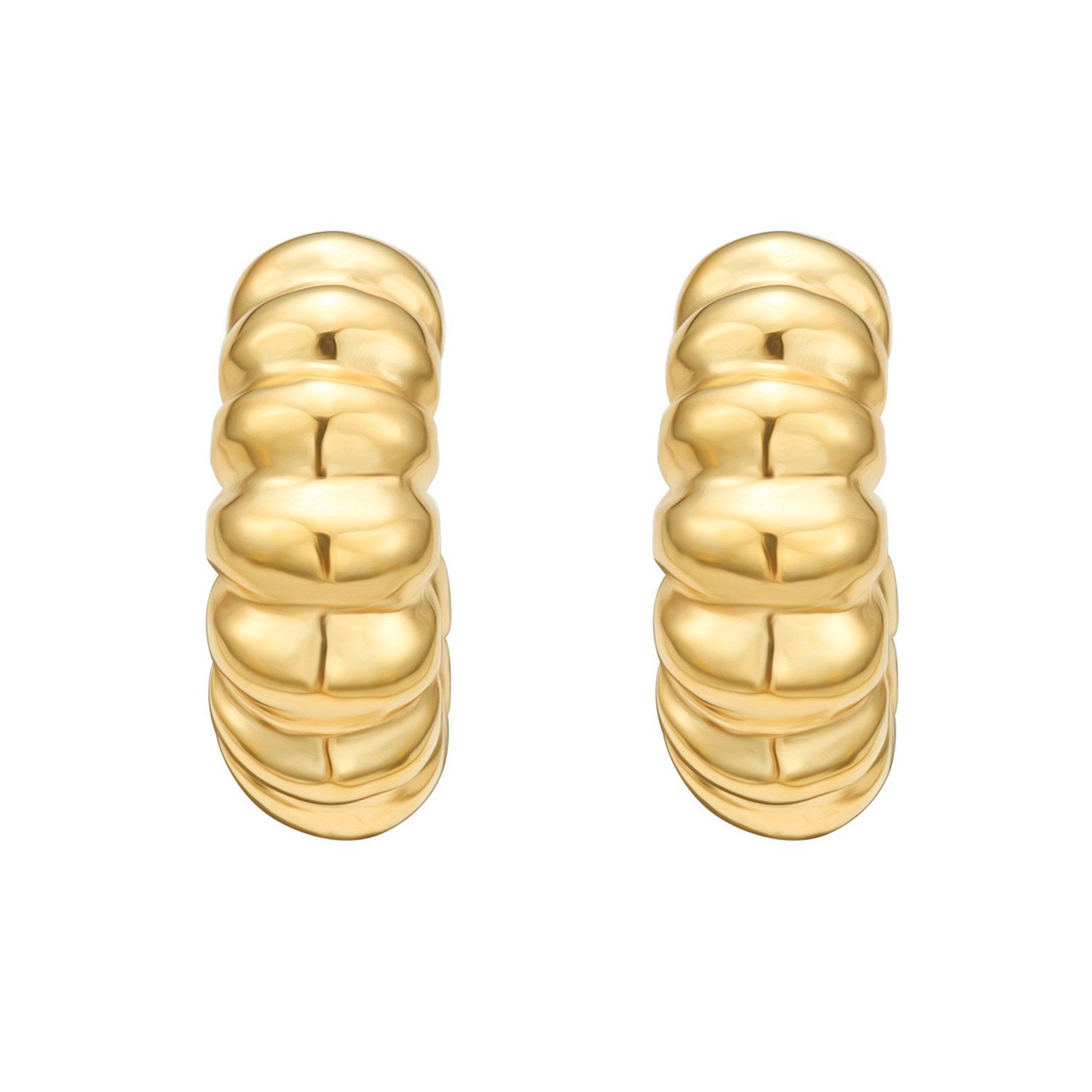 Sterling Silver Yellow Gold Plated Twisted C Hoop Earrings