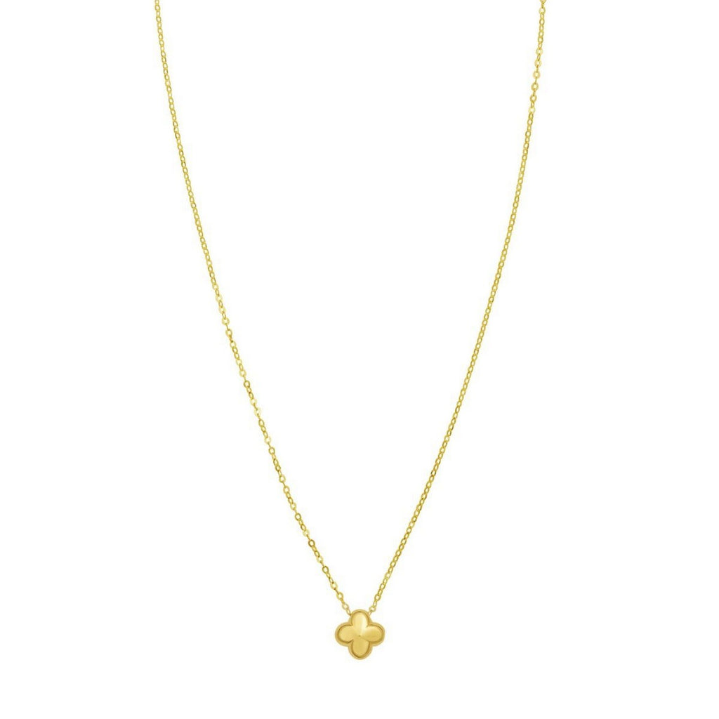 14K Yellow Gold Puffed Mini Clover Pendant Necklace