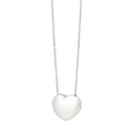 Sterling Silver Rhodium Plated Puffy Heart Necklace